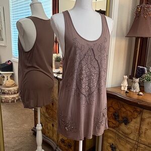 XXI Light Brown Embellished Tank Top